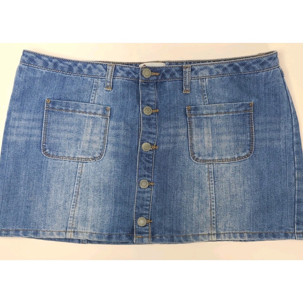 SO Juniors Denim Mini Skirt Sz 15 Blue Jean Button Front Y2K